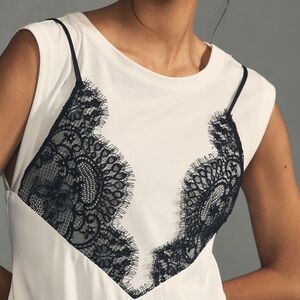 NWT Anthropologie white and black lace sexy slip dress size XS